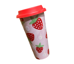 Roseville Color Me Mine Strawberry Travel Mug